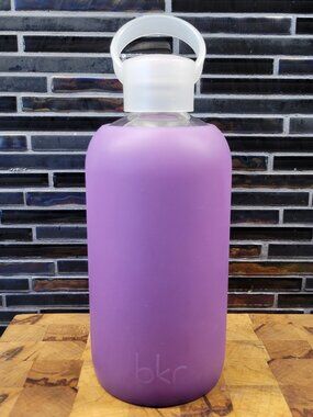 RARE BKR WATER GLASS WATER BOTTLE PURPLE JELLY FIRST YEAR 2011 PINK LID GASKET